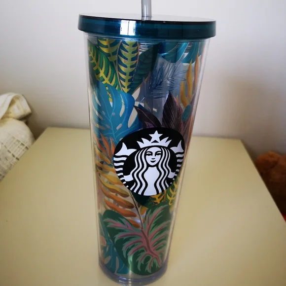 Starbucks 2017 Tropical HTF Venti 24 oz Travel Tumbler with Straw - Picture 2 of 10